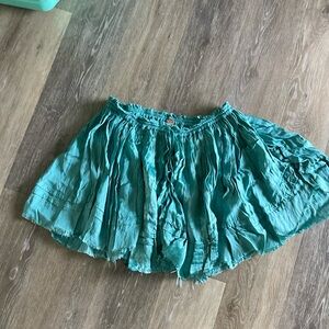 Free People Teal Silk Slip Skirt